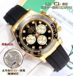 C1 Factory ROLEX Daytona  4131 Movement Black Dial with Gold Watch